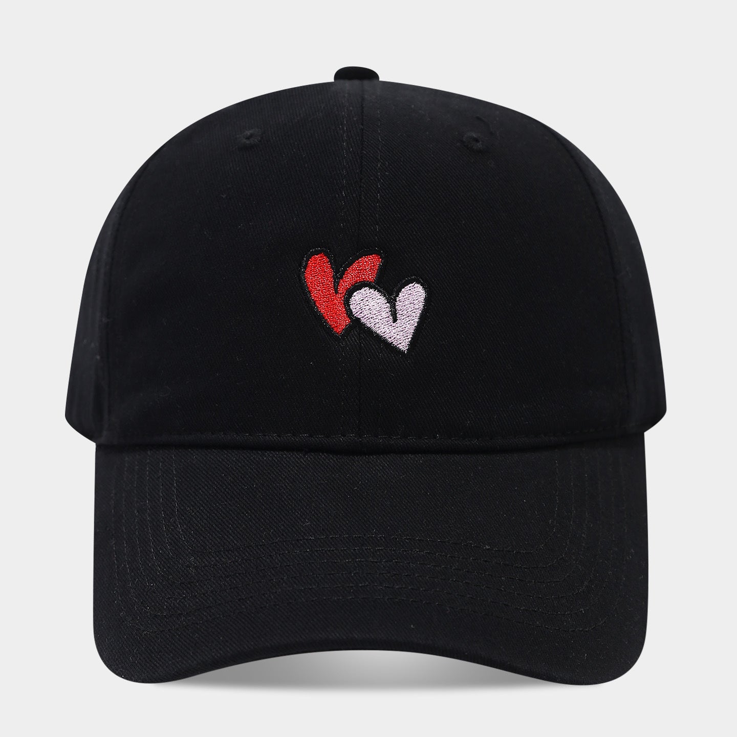 Double Heart Embroidered Washed Dad Cap | Cute Vintage Baseball Hat | Y2K Couple Cap