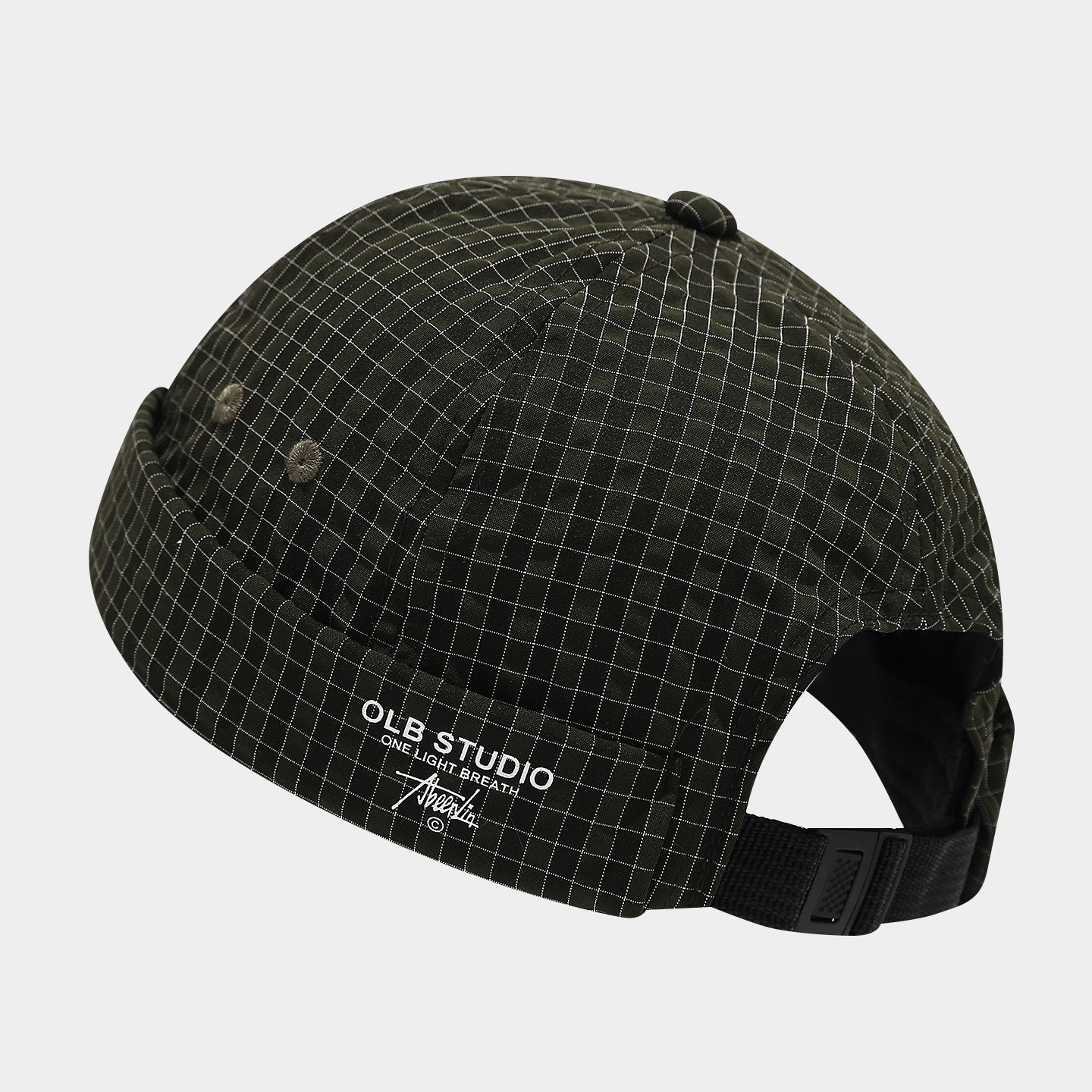 Vintage Grid Docker Cap | Adjustable Buckle Brimless Hat | Streetwear Miki Cap
