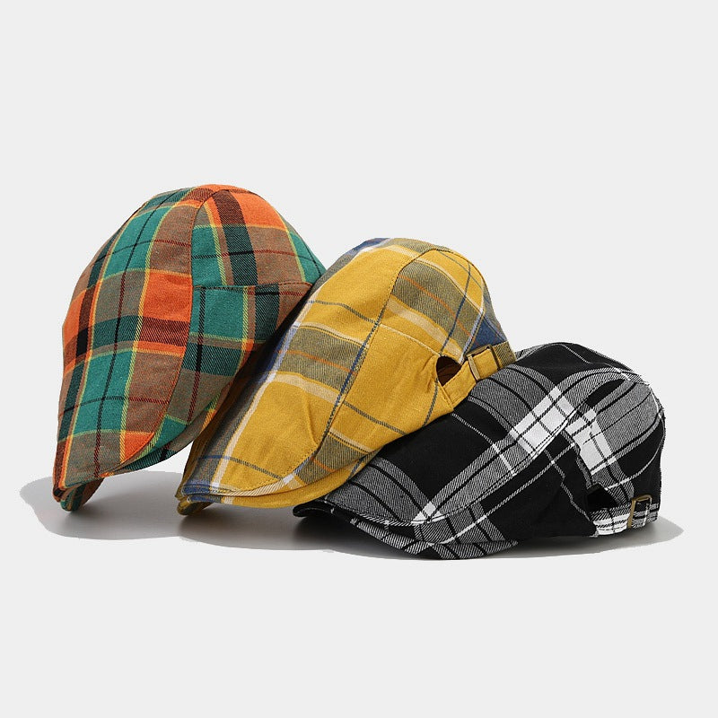 Plaid Flat Cap | 5-Color Tartan Ivy Hat