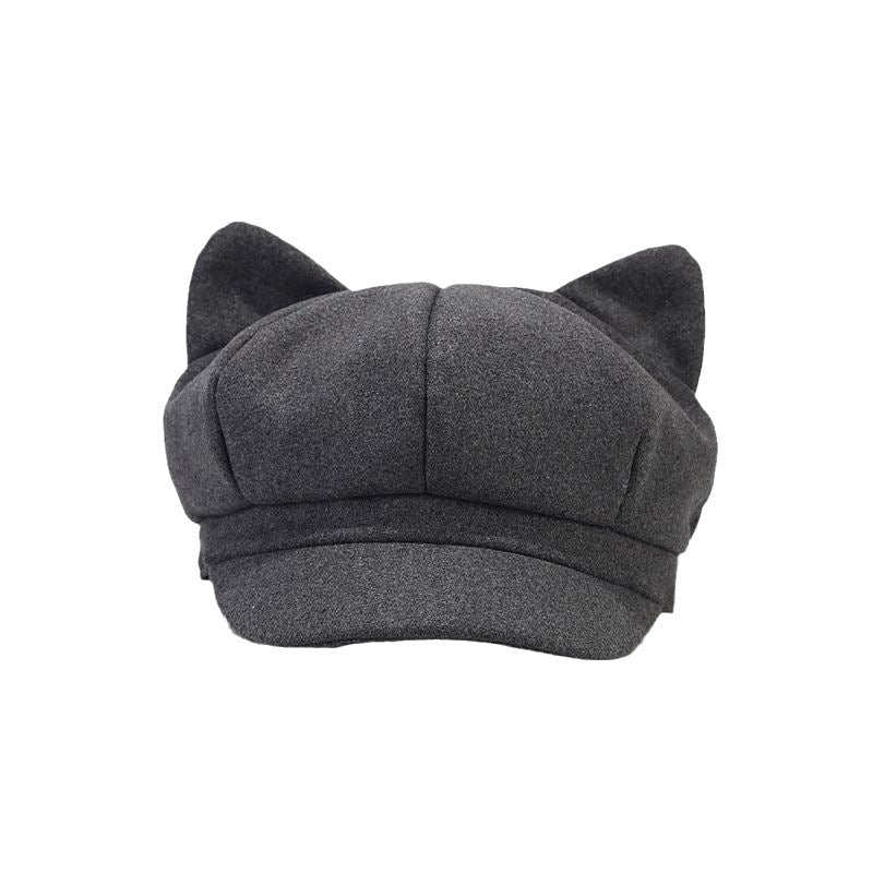 Women’s Cat Ear Newsboy Cap - Trendy & Playful Baker Boy Hat