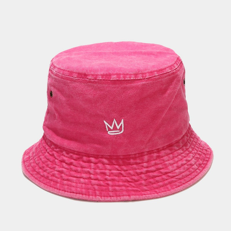 Washed Crown Bucket Hat | Vintage Embroidered Fisherman Cap