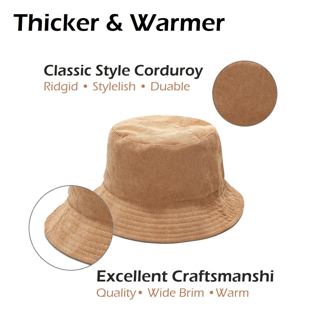 Women's Bucket Hat - Corduroy Solid