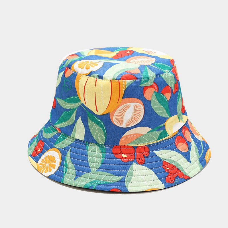 Fruit Print Bucket Hat - Peach Lemon