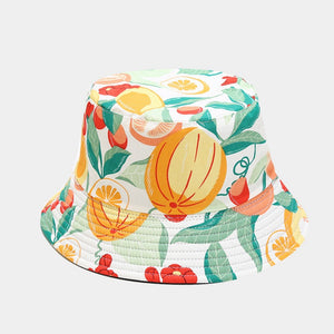 Fruit Print Bucket Hat - Peach Lemon