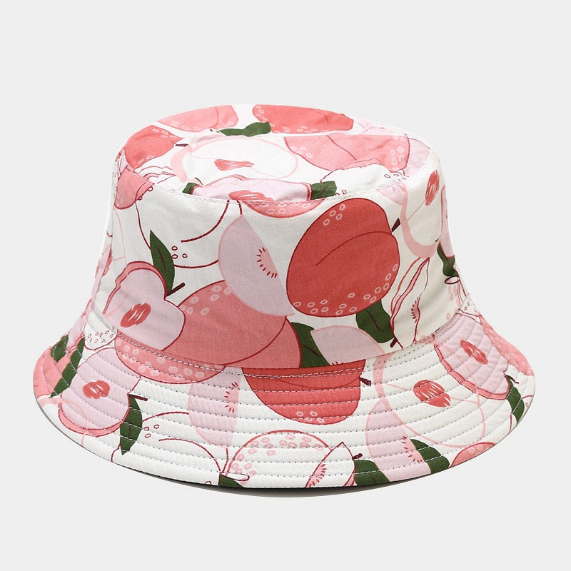 Fruit Print Bucket Hat - Peach