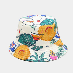 Fruit Print Bucket Hat - Pina Colada