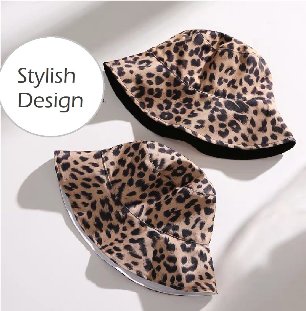 Women's Reversible Leopard Print Bucket Hat