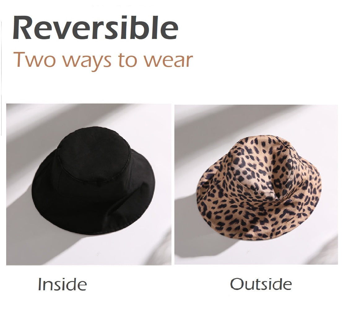 Women's Reversible Leopard Print Bucket Hat