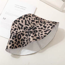 Load image into Gallery viewer, Women&#39;s Reversible Leopard Print Bucket Hat