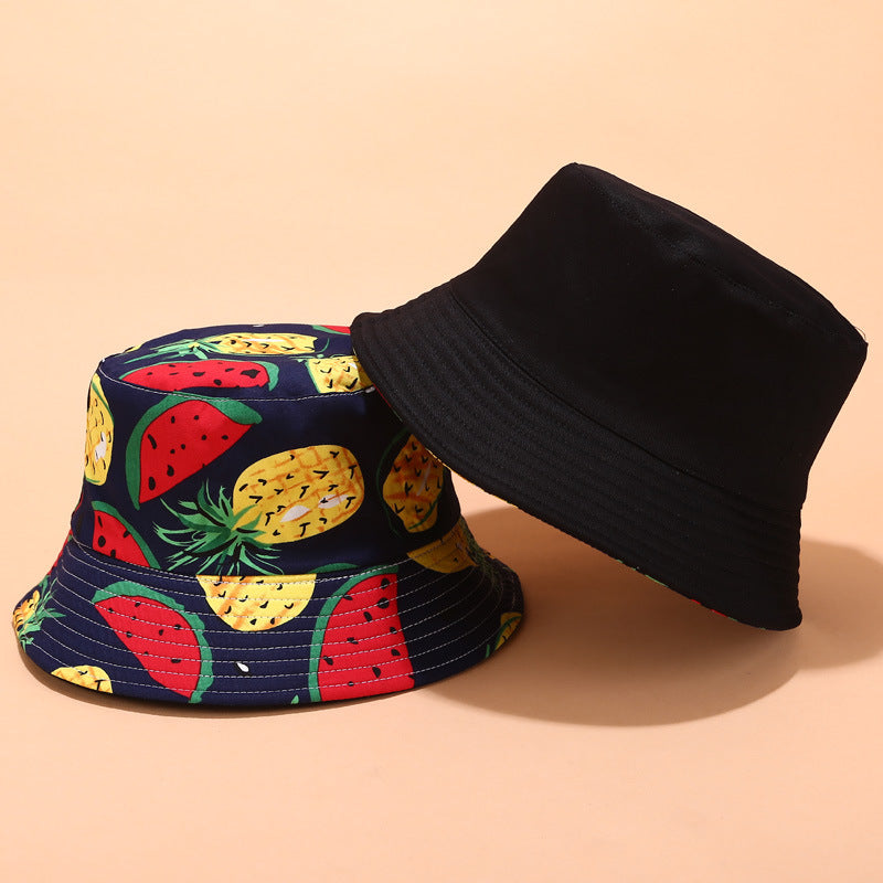 Fruit Print Bucket Hat - Pineapple Watermelon