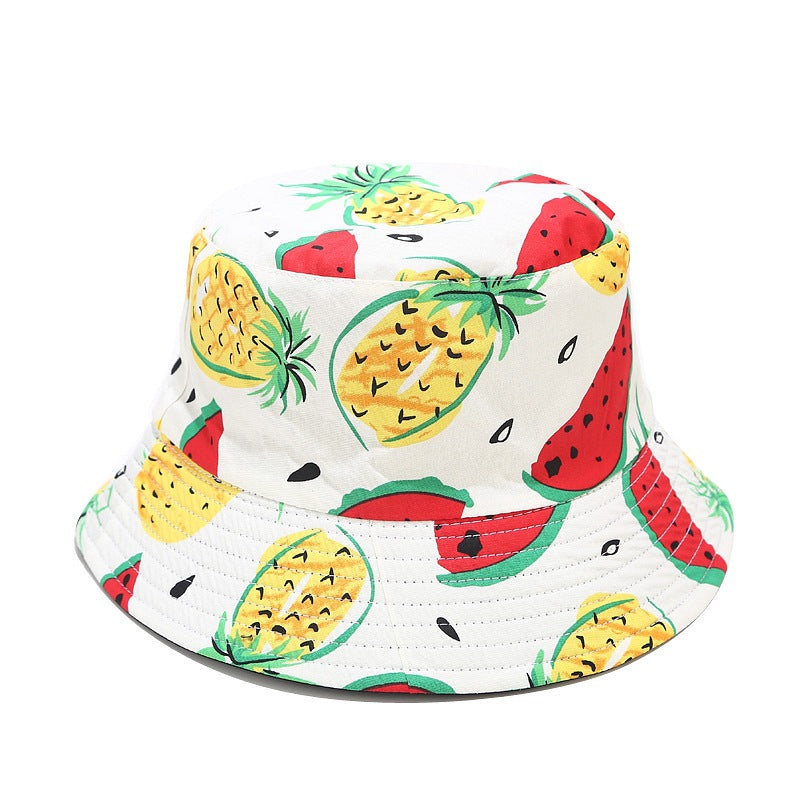 Fruit Print Bucket Hat - Pineapple Watermelon