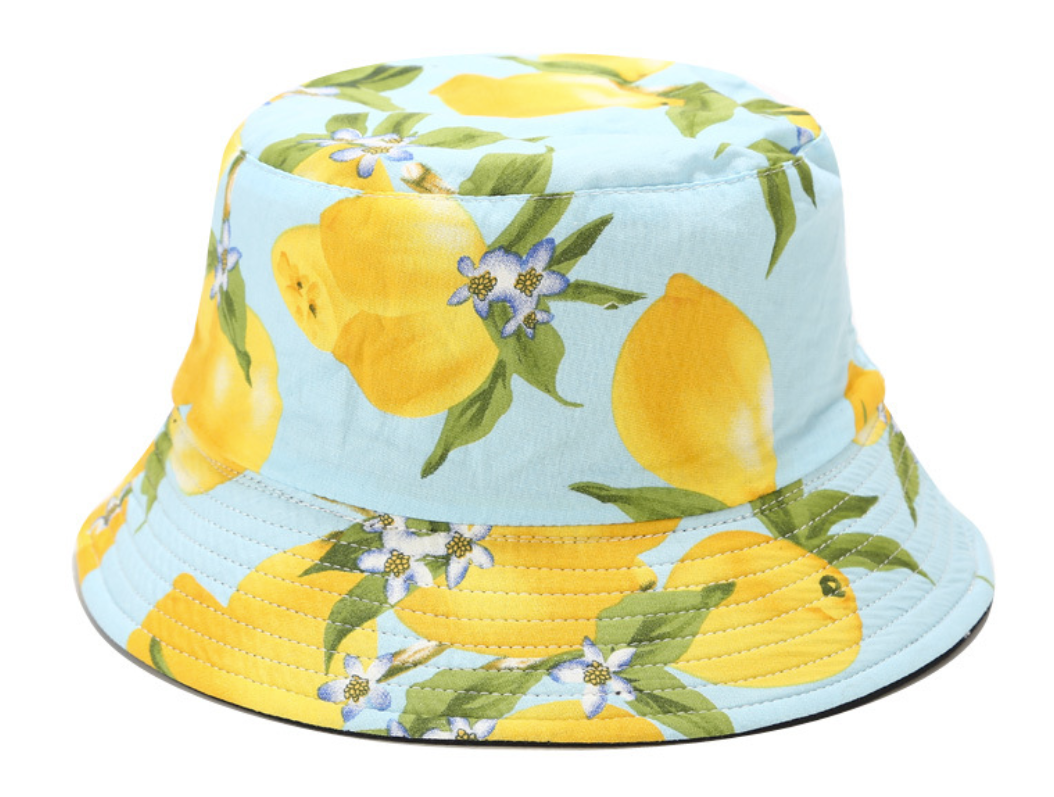 Fruit Print Bucket Hat - Lemon
