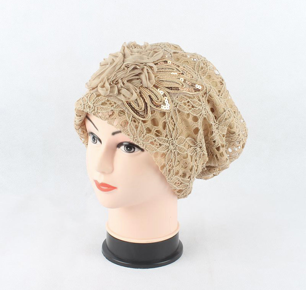 Women's Beanie - Lace Flower
