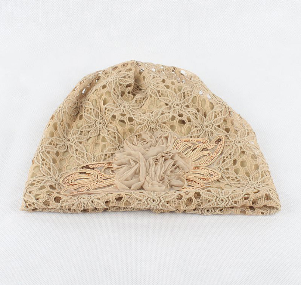 Women's Beanie - Lace Flower