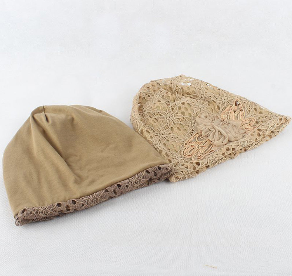 Women's Beanie - Lace Flower