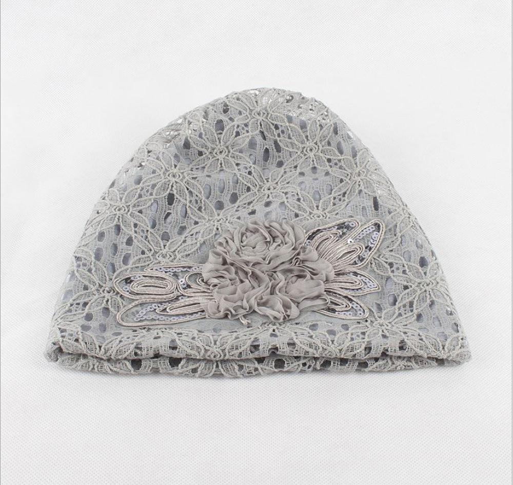 Women's Beanie - Lace Flower