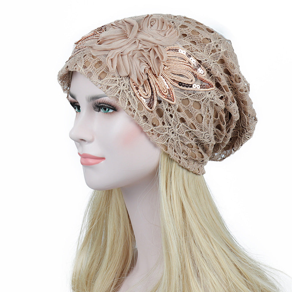 Women's Beanie - Lace Flower