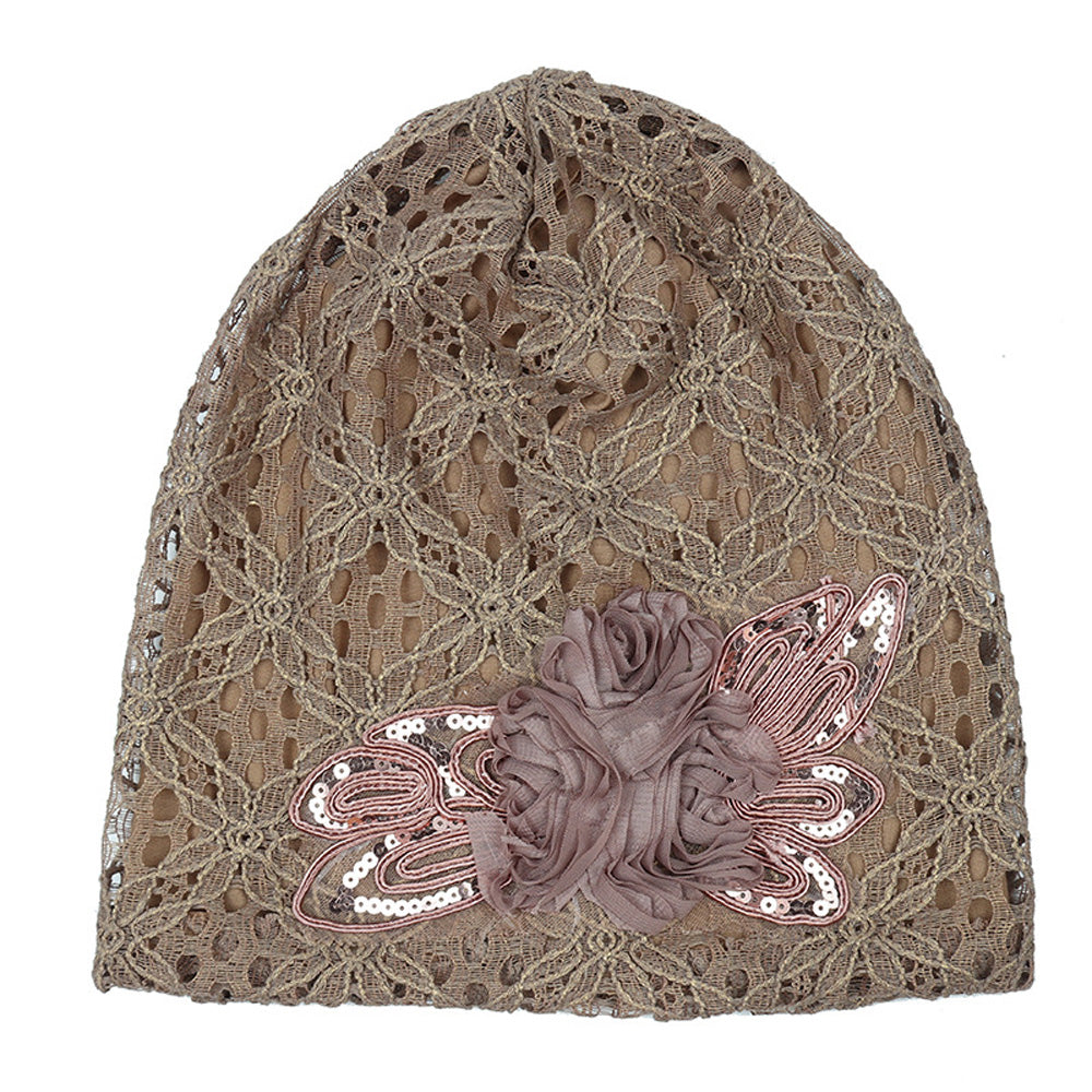 Women's Beanie - Lace Flower