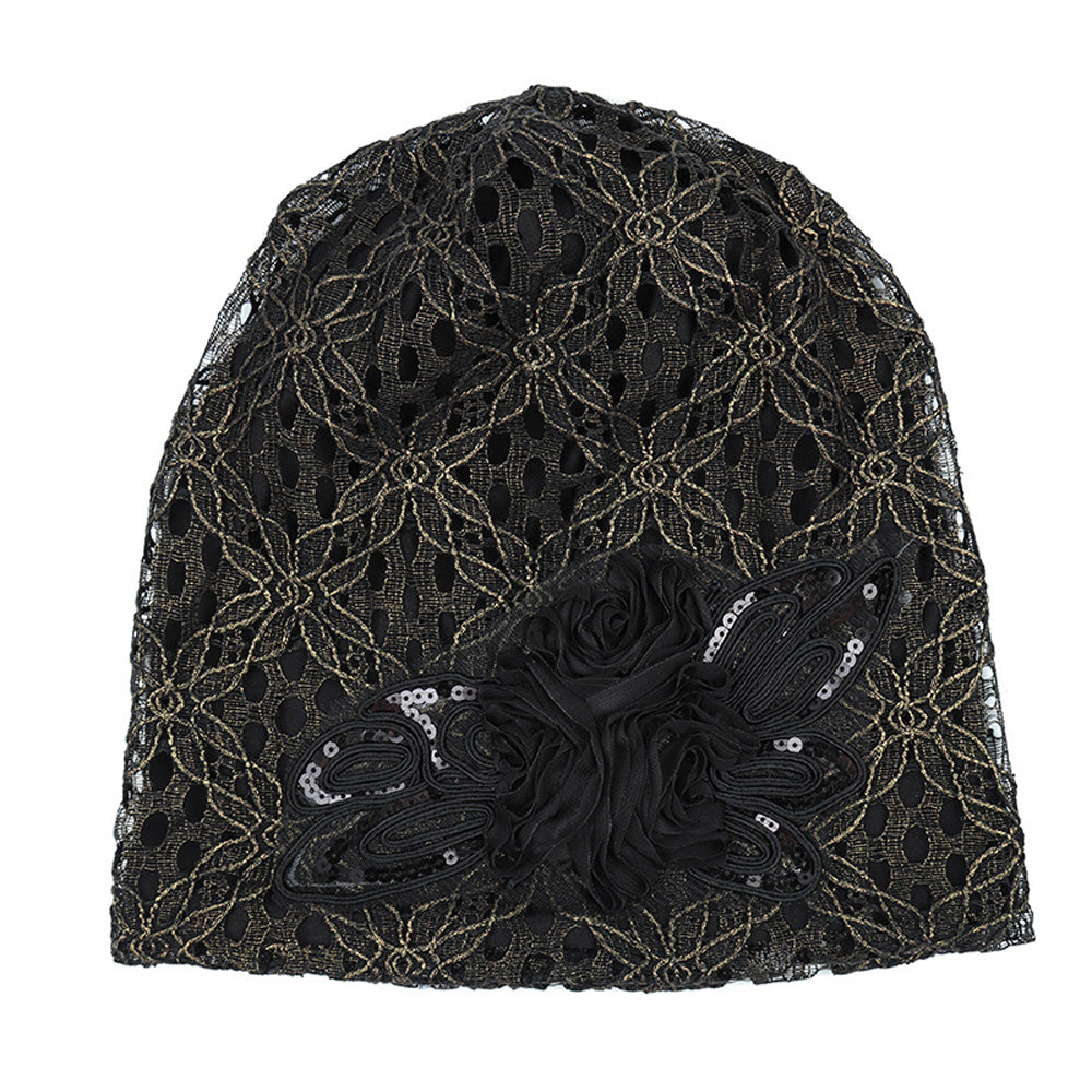 Women's Beanie - Lace Flower