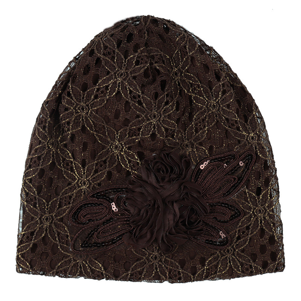 Women's Beanie - Lace Flower