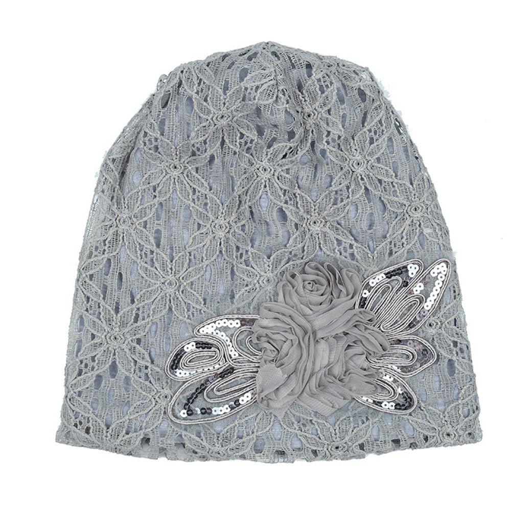 Women's Beanie - Lace Flower