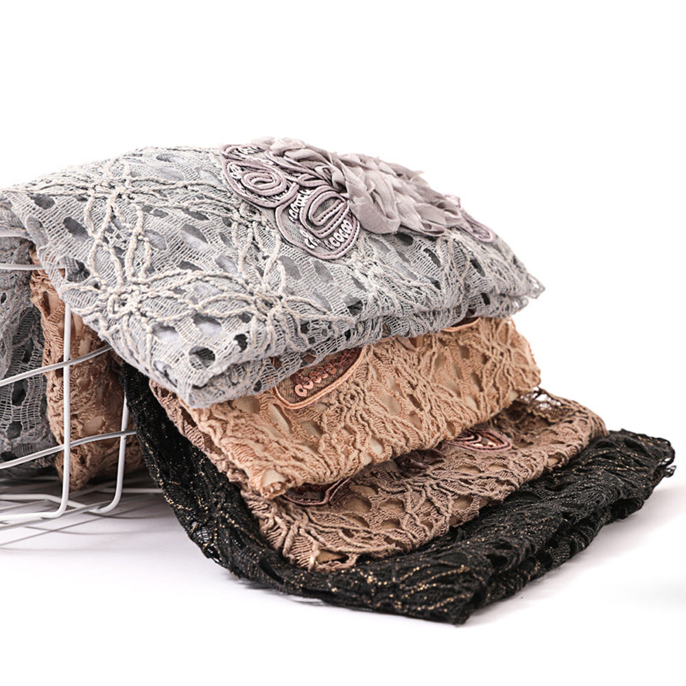 Women's Beanie - Lace Flower