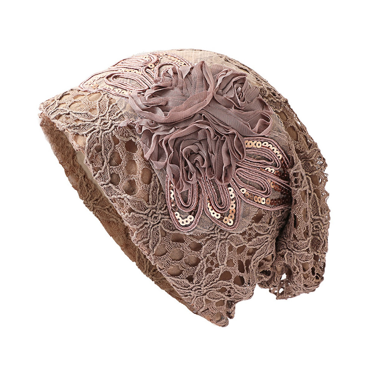 Women's Beanie - Lace Flower