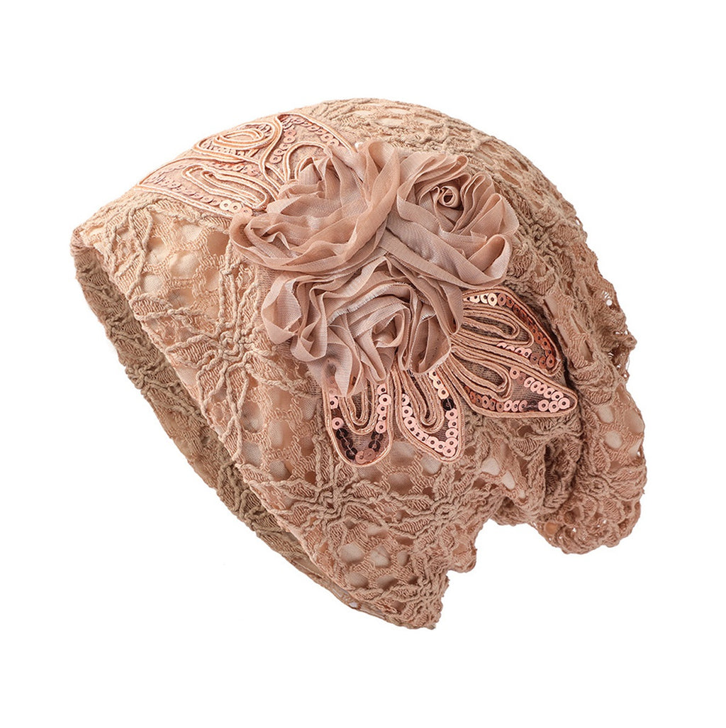 Women's Beanie - Lace Flower